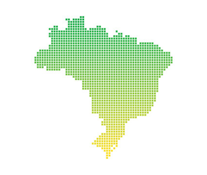 gradient pixel Brazil map, brazilian map consisting of squares