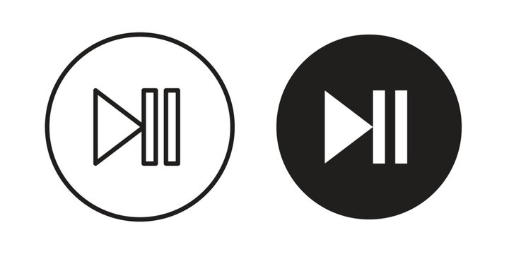 Play pause icon vector design set. Icon Symbol Black Outline and Solid