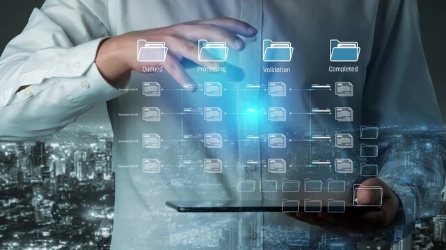 Task workflow system showing document progress through stages. Task tracking improves productivity, ensures visibility, task tracking supports planning, and task tracking manages status. Marrow