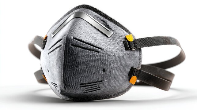 Protective Mask: A close-up shot of a well-designed, modern protective mask, featuring a dark gray exterior and comfortable straps, ready to shield against unseen threats.