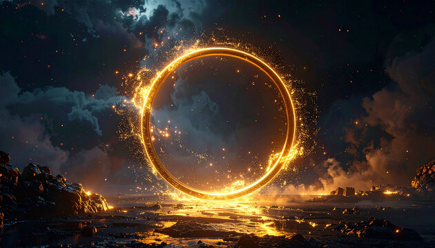 Sparkling Fire Circle with Dramatic Light Effects