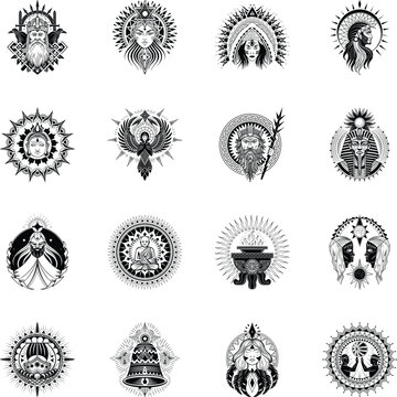 Collection of Religion Glyph Style Illustrations 