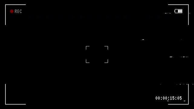 Camera recording vhs overlay animation, Retro vhs camcorder with black background