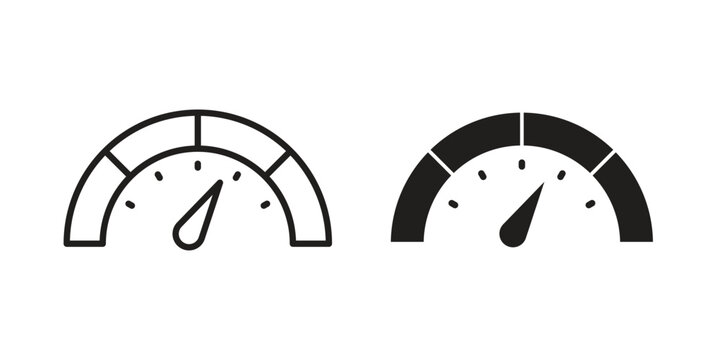 Speedometer icon vector design set. Icon Symbol Black Outline and Solid