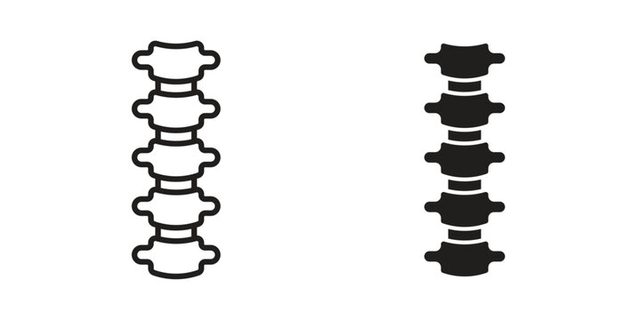 Spine icon vector design set. Icon Symbol Black Outline and Solid