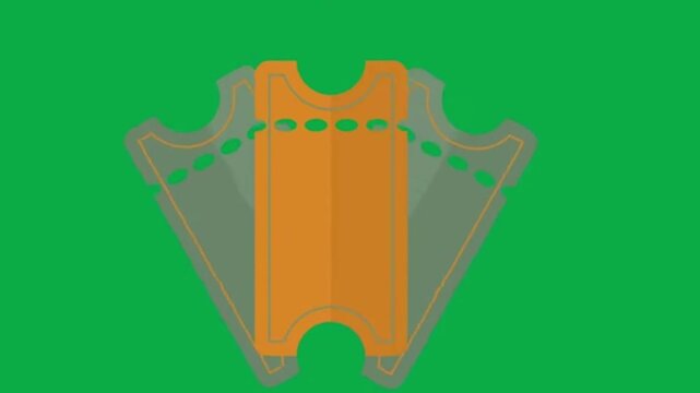 Ticket animation for cinema events or lottery on green screen background footage