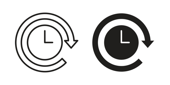 Time forward icon vector design set. Icon Symbol Black Outline and Solid