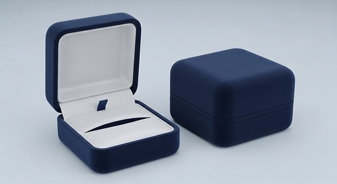 Blue jewelry box open and closed