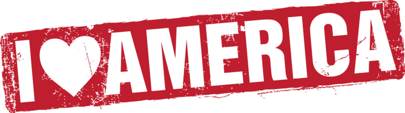 I Love America Vector Red Rubber Stamp