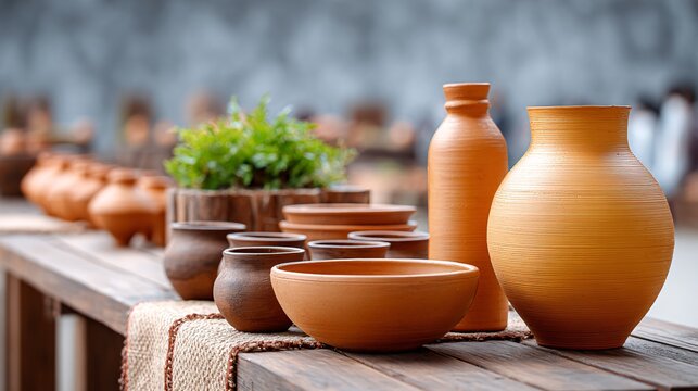 A community workshop where people are using 3D printers to create local traditional pottery, cultural fusion and craft