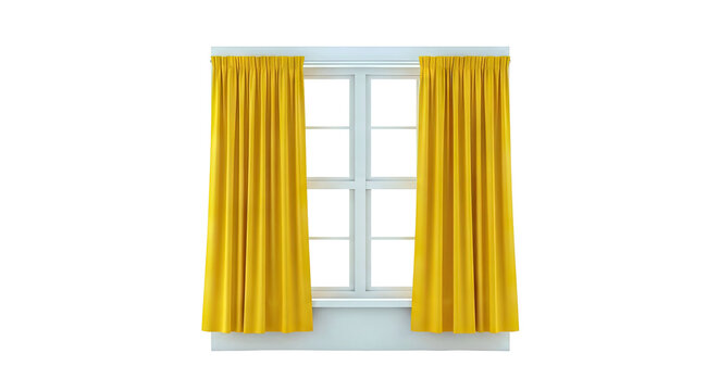 Window with yellow curtains