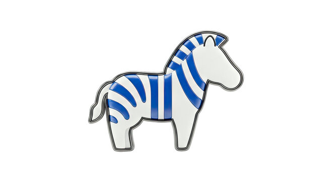 Stylized Zebra with Blue Stripes