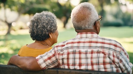 Obraz premium Elderly Couple Sharing a Bench in the Park