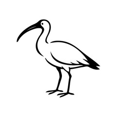 Logotipo con dibujo minimalista con líneas de un ibis visto de perfil  © teracreonte