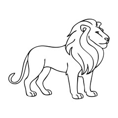 Dibujo sencillo con una única línea de un león macho visto de perfil  © teracreonte
