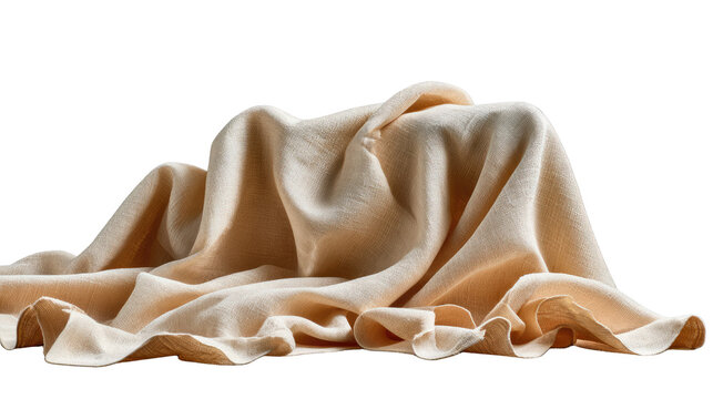 Elegant Beige Cloth Drapery: A soft, flowing beige cloth cascades gracefully, artfully draped over an unseen object, creating a sense of mystery and understated elegance.