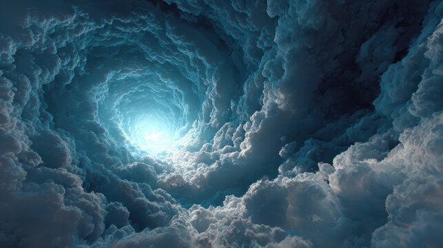 sky vortex portal, ultra-clean 3D render, complex radial patterns, professional graphic design style, volumetric clouds, glowing center, cinematic sci-fi look