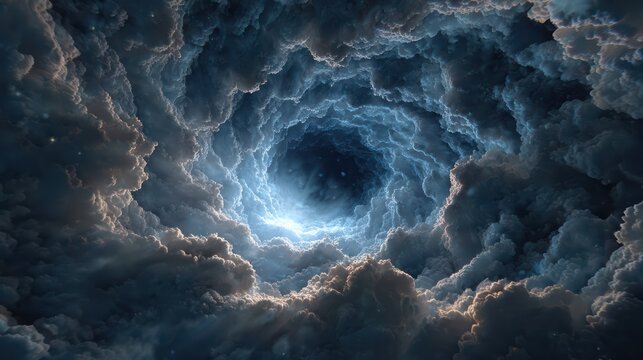 sky vortex portal, ultra-clean 3D render, complex radial patterns, professional graphic design style, volumetric clouds, glowing center, cinematic sci-fi look