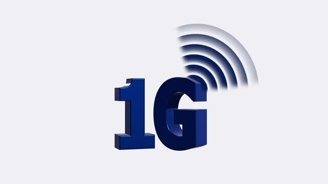 1G Network signal animation. radio wave signal with Slow network concept. 3D text with dark background.