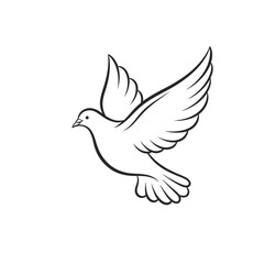 Fototapeta premium Elegant White Dove Flying in Flight Illustration Vector Graphic