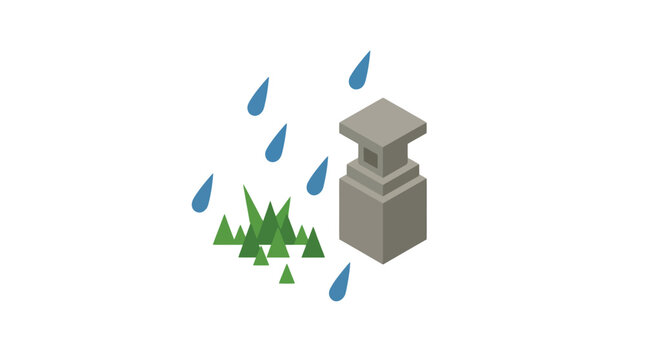 Gray Chimney with Rain Falling Down.