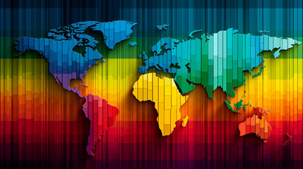 Fototapeta premium Abstract travel-inspired background featuring cultural color palettes representing a world city, global identity concept, vibrant travel branding, multicultural design background,