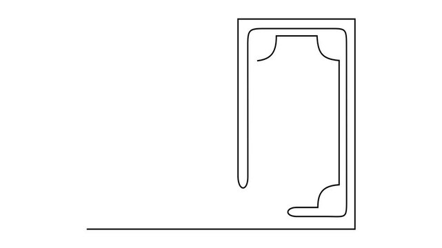 Animated self drawing of continuous line draw of Money and Wallet Line.   Full length one line animation. 4K	