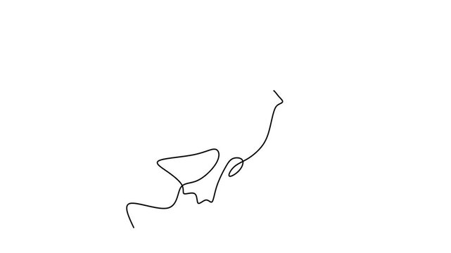 Animated self drawing of continuous line draw of Dove of Peace.   Full length one line animation. 4K	