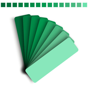 Green color palette. Various shades Vector. Fresh tones set. Mint emerald variety. Manual vector only. No autotrace used.