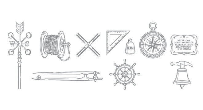 Vintage nautical navigation tools equipment.