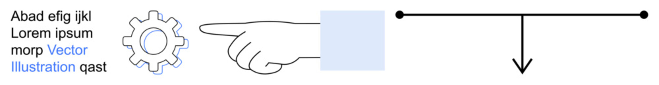 Process mapping, workflow direction, guidance, instruction, decision-making, systems thinking. A gear, pointing hand and arrow highlight direction. Process mapping and workflow direction concept