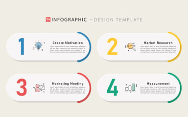 Infographic template. 4 Step timeline journey, Flat simple infographics design template. presentation graph. Business concept with numbers 4 options or steps vector illustration.