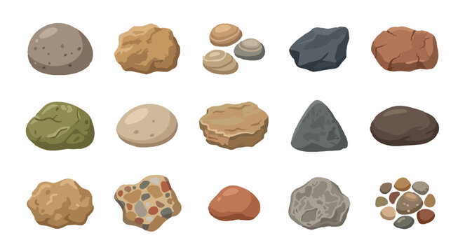 Top View Stone and Rock Vector Set for Landscape Architecture and Garden Hardscape Site Plan Symbols