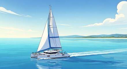 Fototapeta premium Sailboat on ocean.