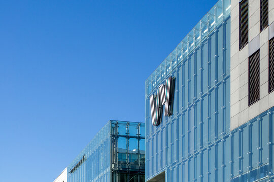 Oslo, Norway - April 06, 2026: Modern Glass Corporate Facade of the Vy Group Headquarters Building
