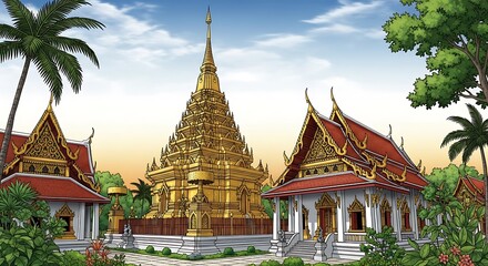 Obraz premium Thai Temple Landscape.