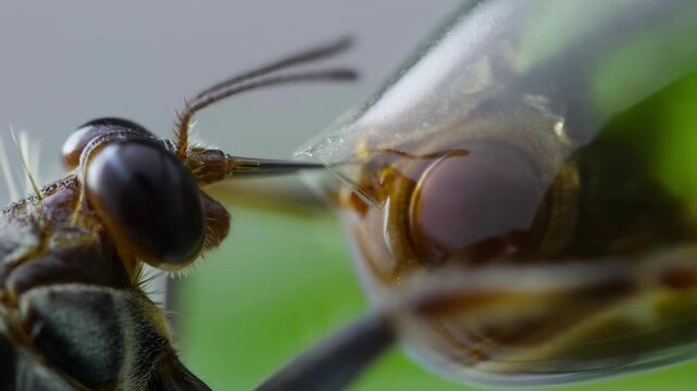 Mosquito mouthparts with sharp proboscis in extreme close-up macro view featuring insect, bug, arthropod with zoology and entomology elements for