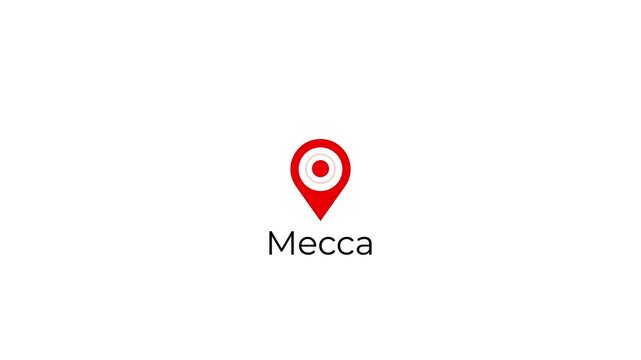 mecca location pin bounce animation with ripple wave signal modern ui map marker.