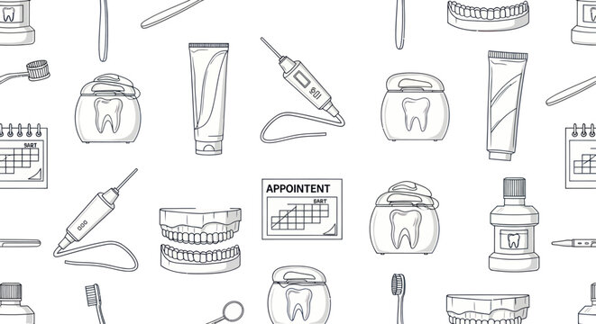 Dental care tools and hygiene products.