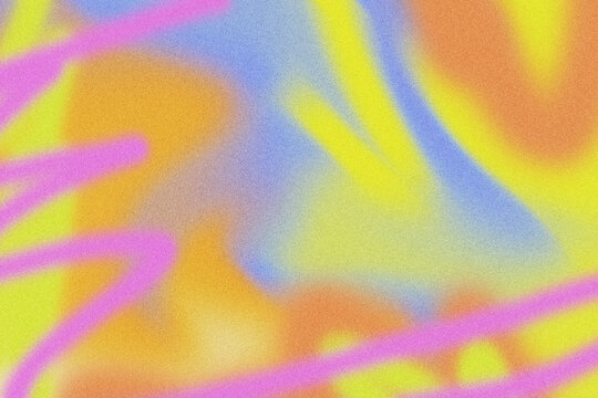 Abstract colorful grainy gradient background with street art style. Vibrant urban retro with scribbles texture. 
