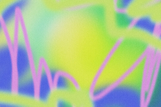 Abstract colorful grainy gradient background with street art style. Vibrant urban retro with scribbles texture. 