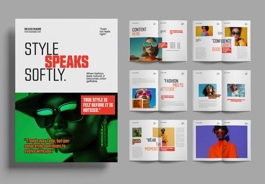 Modern Fashion Magazine Layout with Bright Colors And Trendy Graphic Design