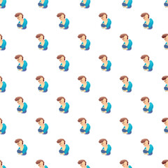 Fototapeta premium Mother breastfeeding baby seamless pattern illustration
