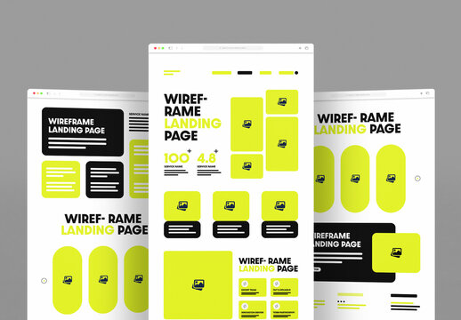 Wireframe Landing Page UI UX Template Design