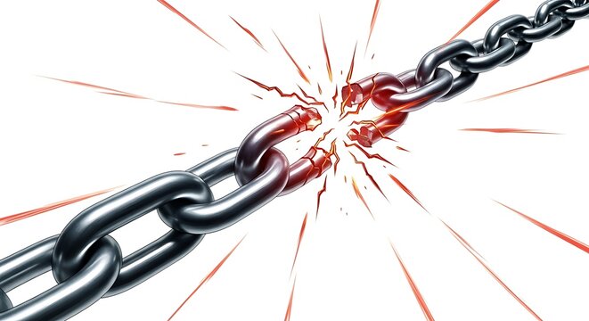Broken chain symbol of freedom weakness or rupture