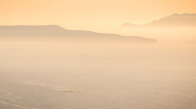 View from Mount Cofano on Aegadian Islands on Mediterranean Sea, Sicily Island in Italy