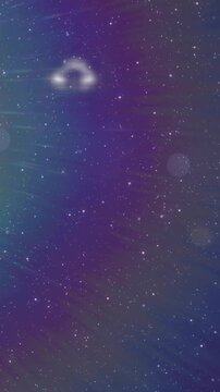 Vertical video: User swiping upward on app launcher, icons drifting over galaxy, revealing apps