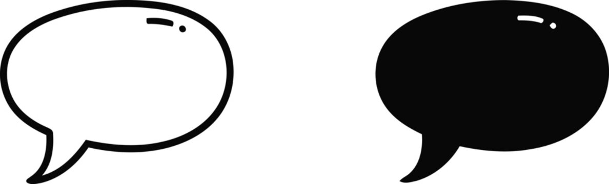 Simple black and white illustration of two speech bubbles