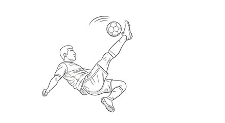 Obraz premium Man kicking a soccer ball in mid-air.