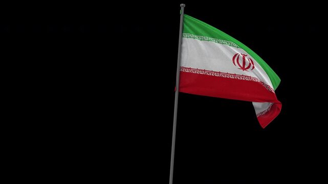 4K realistic 3D animation of the Iran national flag waving in the wind. Includes an alpha channel (transparent background) for easy drag-and-drop compositing into your video projects.